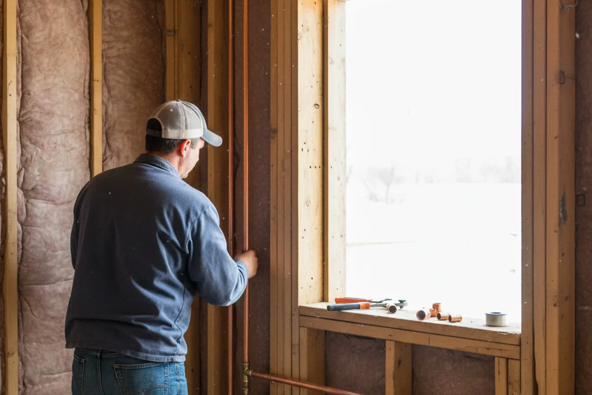 Licensed plumber running new copper supply lines in a Warsaw home